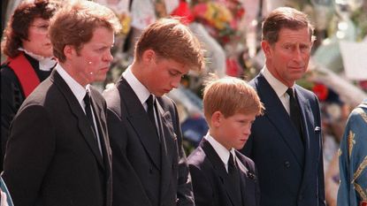 King Charles &#039;haunted&#039; by 1997 decision, seen here with Prince William, Prince Harry and Earl Spencer following the coffin to the funeral of Diana, Princess of Wales