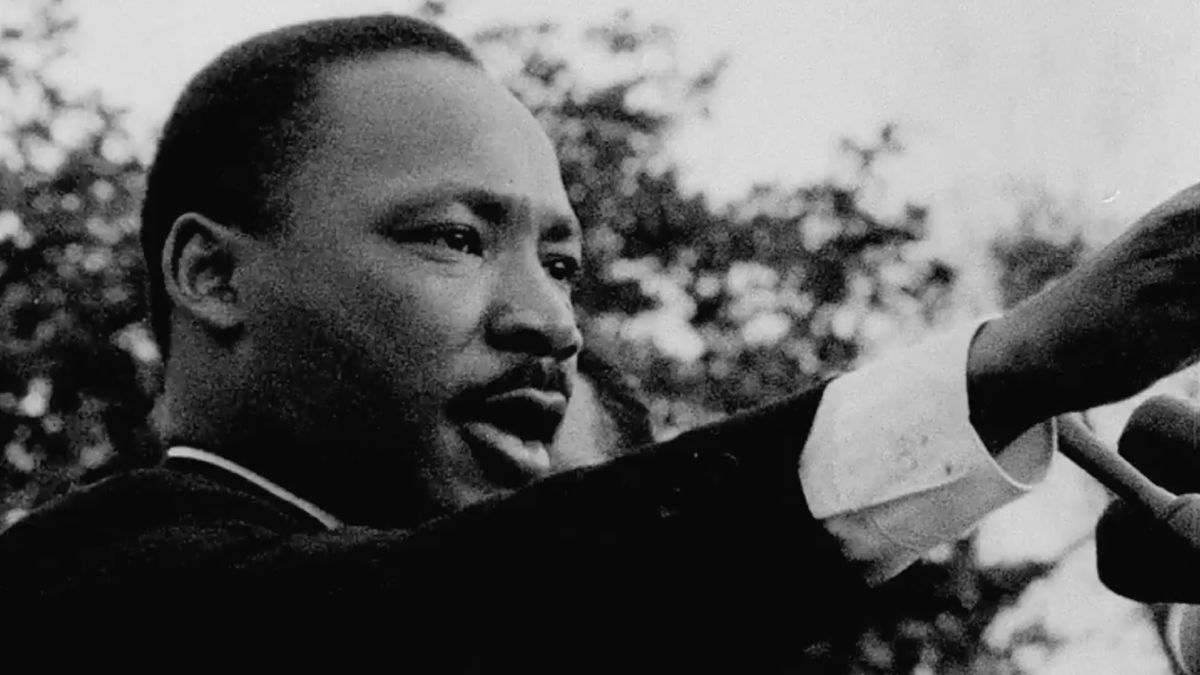 Martin Luther King Jr. giving a speech in the documentary King: A Filmed Record...From Montgomery to Memphis