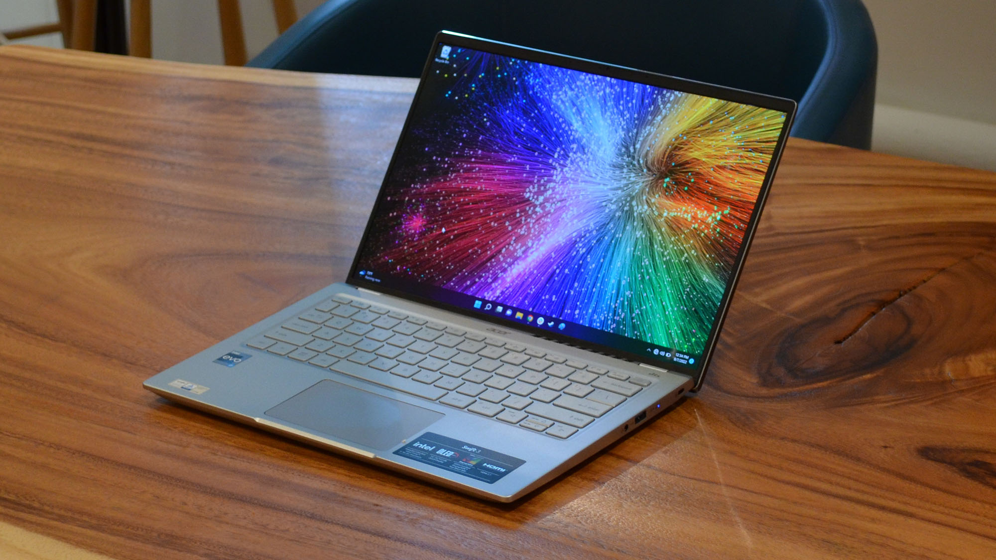 An Acer Swift 3 (2022) on a wooden table