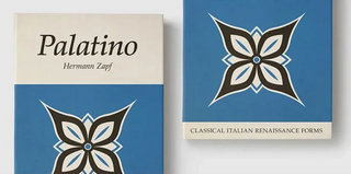 Palatino typeface example seen on classical-looking paperback book with minimalist floral design