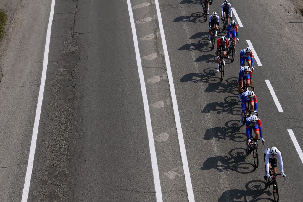 SANREMO ITALY MARCH 19 Detailed view of riders of Team Groupama FDJ compete during the 113th MilanoSanremo 2022 a 293km one day race from Milano to Sanremo MilanoSanremo on March 19 2022 in Sanremo Italy Photo by Tim de WaeleGetty Images