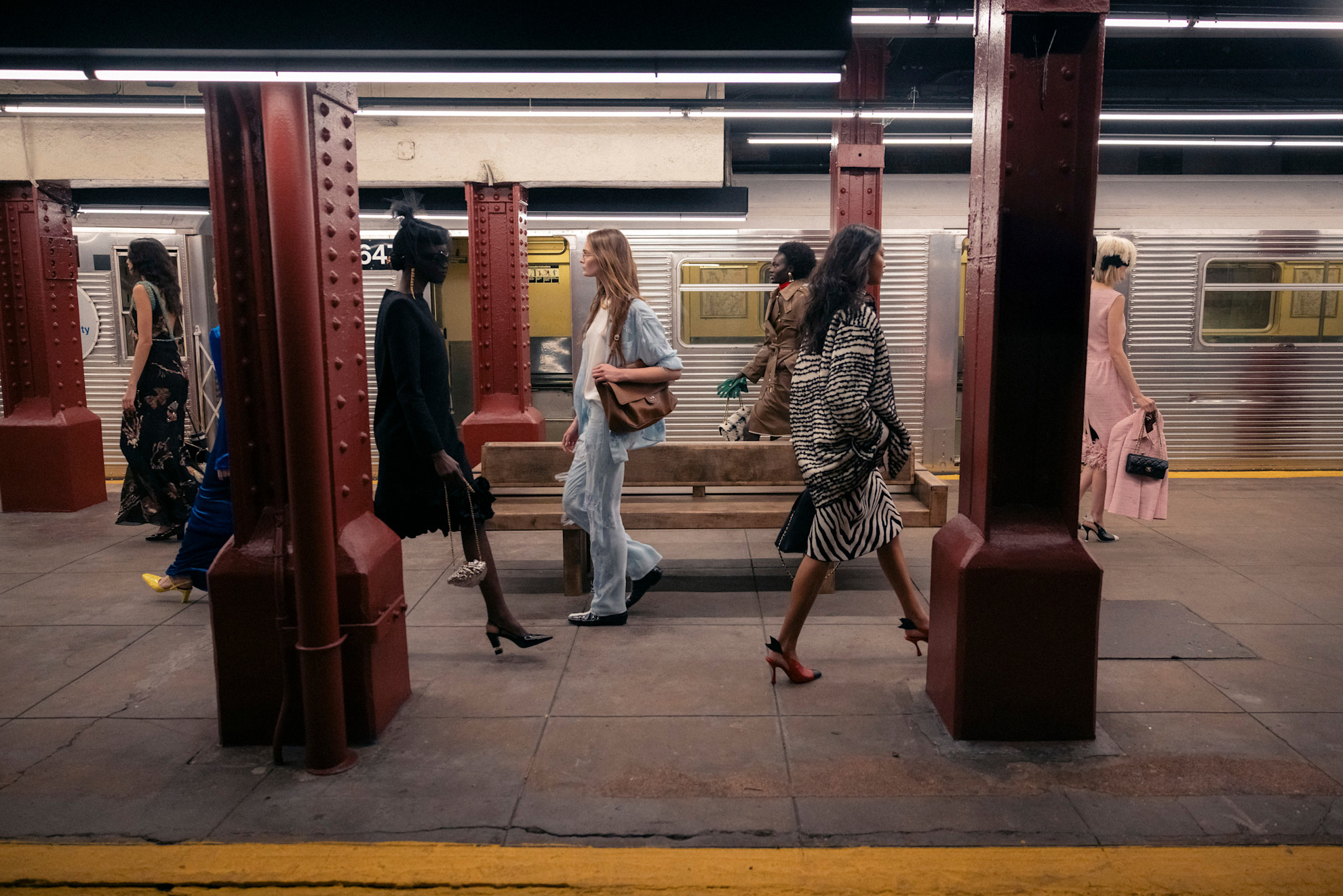models on the chanel metiers d&#039;art 2026 subway runway