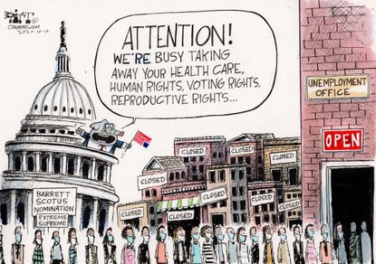 Political Cartoon U.S. GOP Congress COVID unemployment