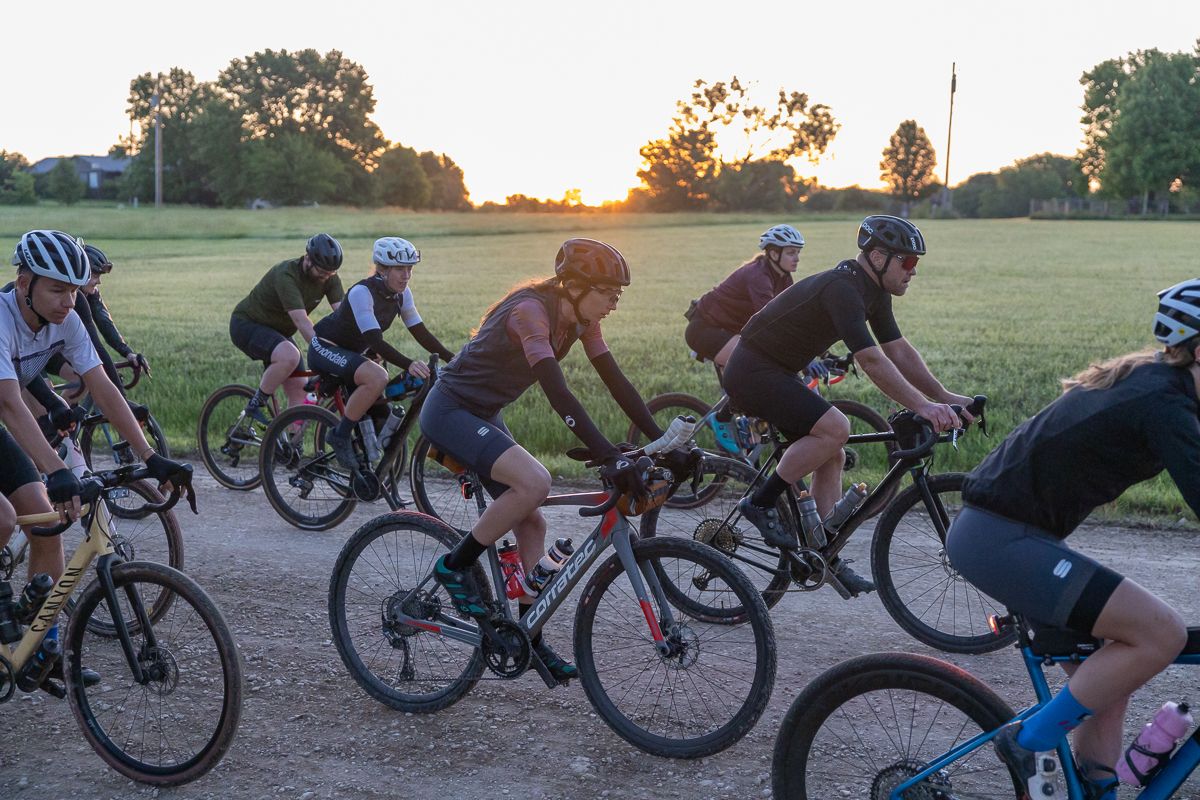 The sun peeked over the horizon as the ride headed back into town.