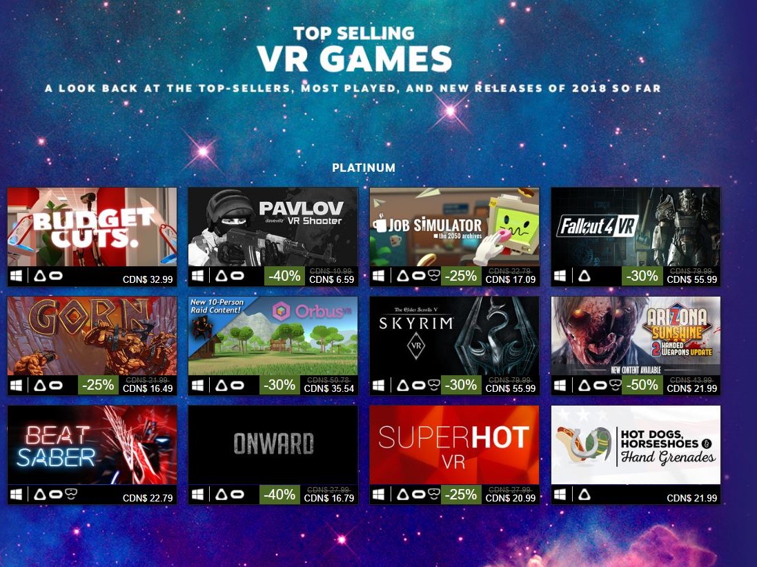 Steam on sale vive games