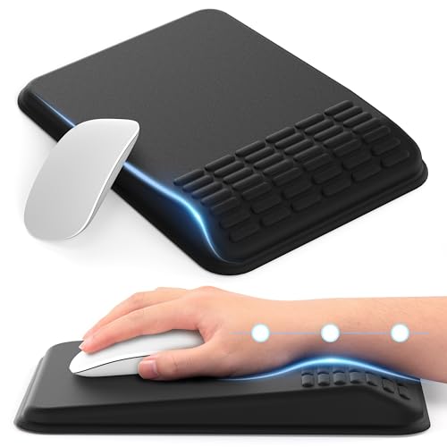 Mekass Ergonomic Mouse Pad With Wrist Rest, Mouse Pad With Wrist Support for Pain Relief, Memory Foam Mousepad With Massage Design, Non-Slip Pu Base for Office, Home, Desk (classic Black)