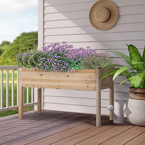 Yaheetech 1pc Raised Garden Bed Fir Wood Elevated Planter Box Rectangle Planting Raised Bed Stand Pot Outdoor Planter for Vegetable/flower/herb,120.5 X 59 X 76.5cm