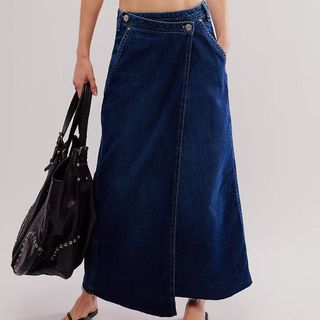 We the Free Roxie Denim Wrap Skirt