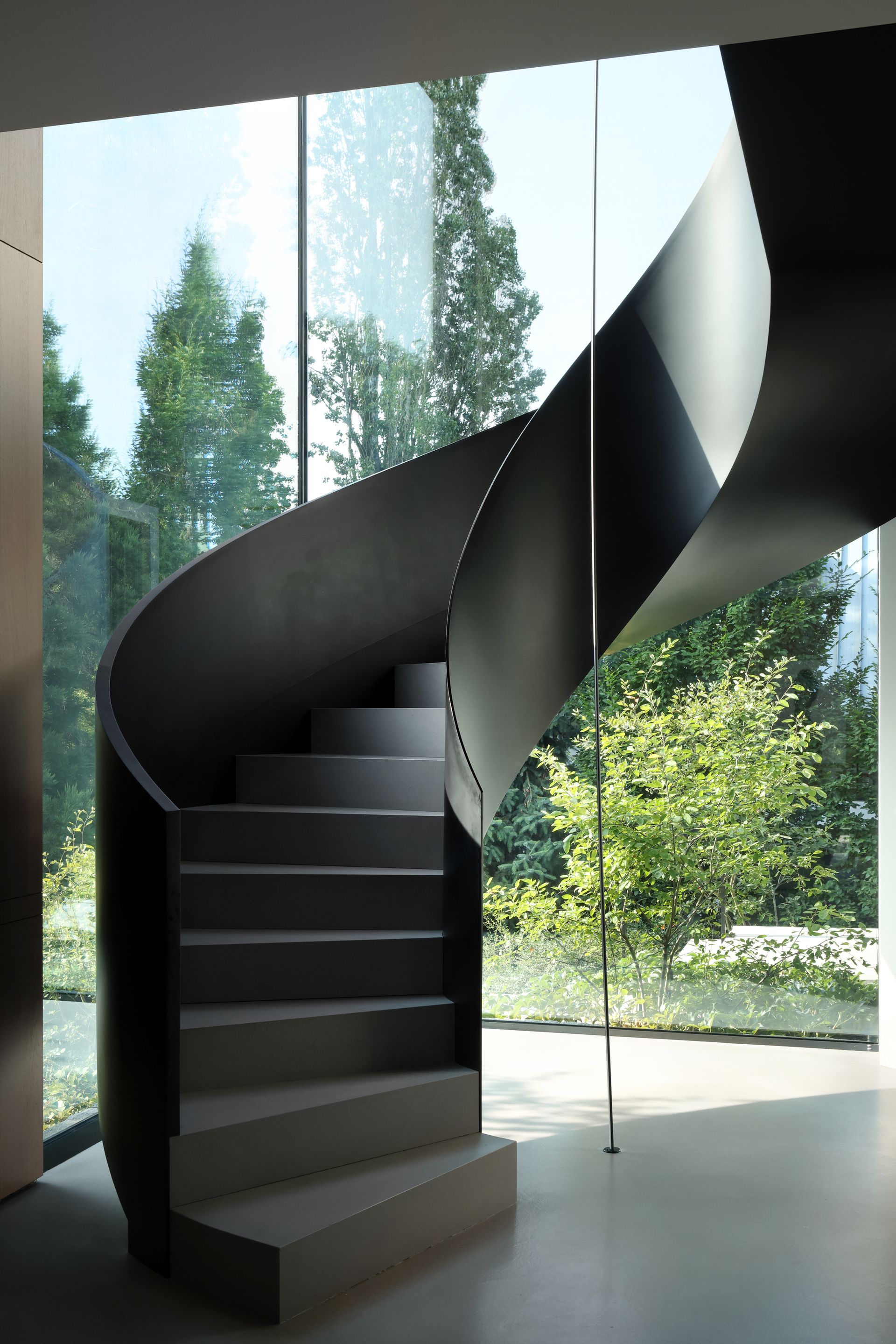 A concrete spiral staircase