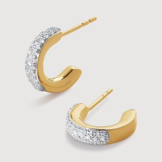 Gold Vermeil Fiji Mini Diamond Huggie Earrings - Diamond - Diamond