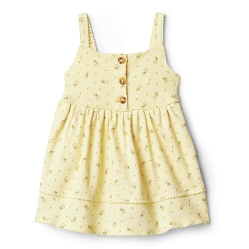 Amazon Essentials X Sofia Grainge Baby Girls' Knit Casual Dress, Light Tan Ditsy Flowers, 24 Months