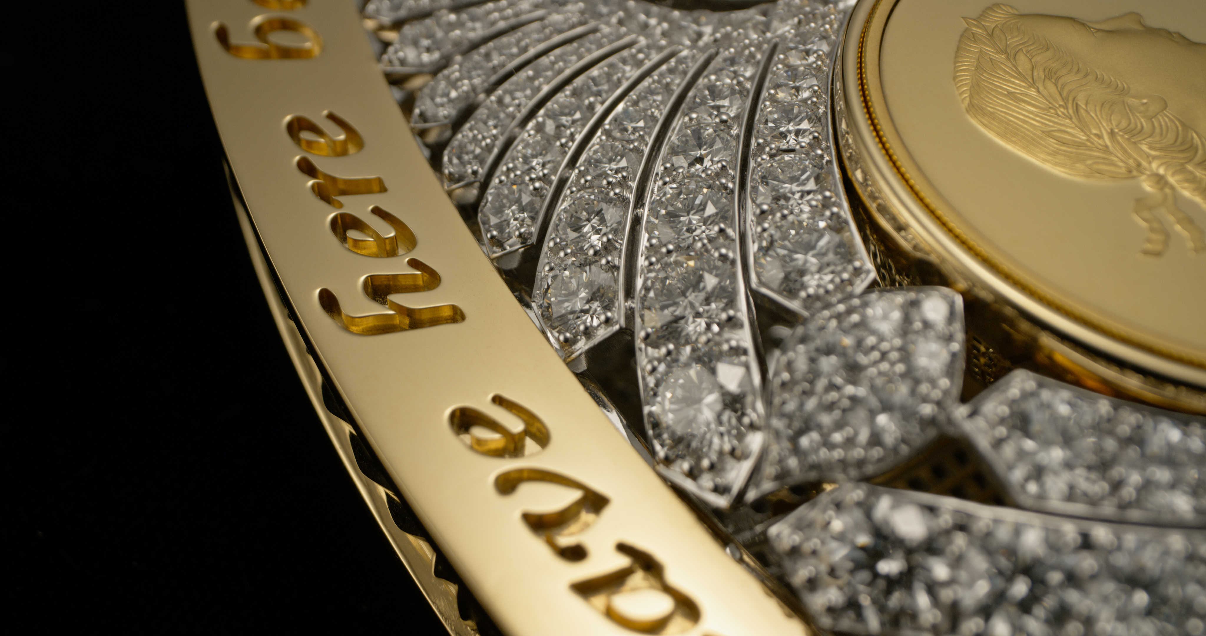 The commemorative coin is covered in diamonds and made out of pure gold