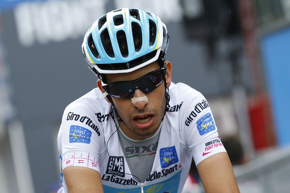 Fabio Aru (Astana) cross the stage 15 finish line in fourth at the Giro d'Italia