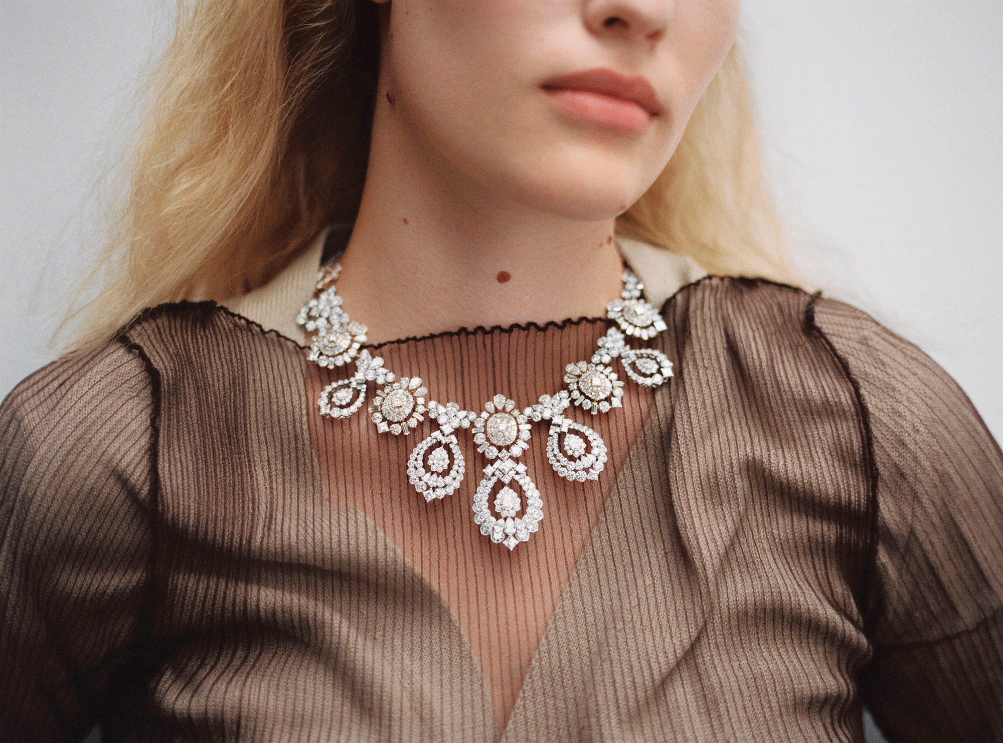 woman wearing diamond jewellery