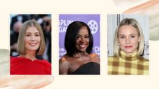 A trio of celebrities with blunt bobs, including Rosamund Pike, Viola Davis and Kristen Bell