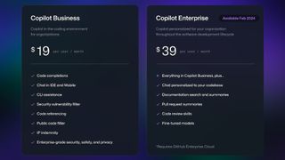 Pricing for GitHub Copilot Business and Copilot Enterprise