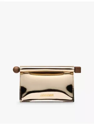 La Petite Pochette Rond Metallic Faux-Leather Clutch Bag