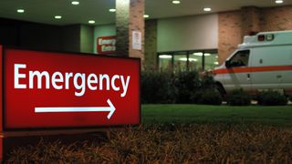 An emergency sign outside a hospital.