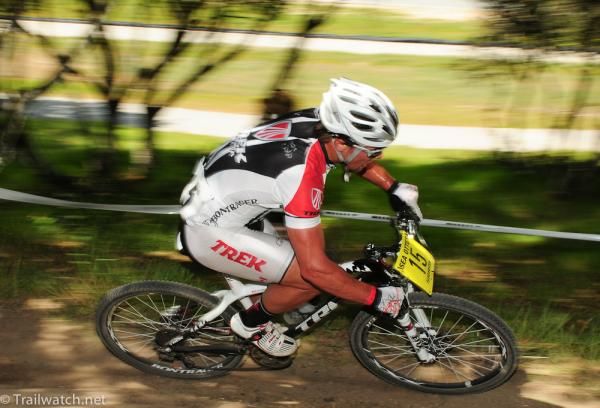Eric Batty (Trek Canada) smokes the uphill
