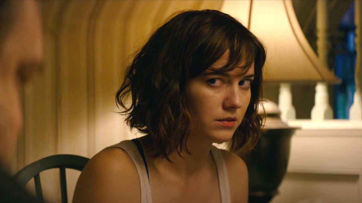 Mary Elizabeth Winstead gives John Goodman a look of concern in 10 Cloverfield Lane.