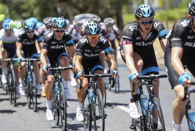 Ian Stannard (Sky) and Richie Porte (Sky)