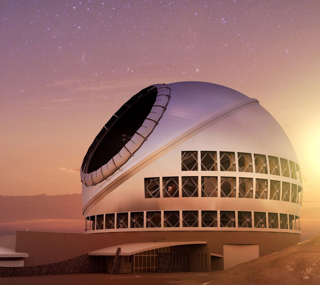 An artist&#039;s depiction of the Thirty Meter Telescope (TMT).