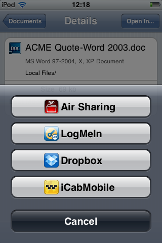 Sharing files between apps in iOS 4