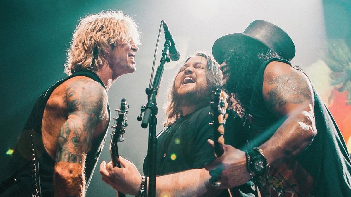 Duff McKagan, Wolfgang Van Halen and Slash