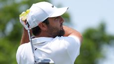 Scottie Scheffler hits a drive during the Memorial Tournament 