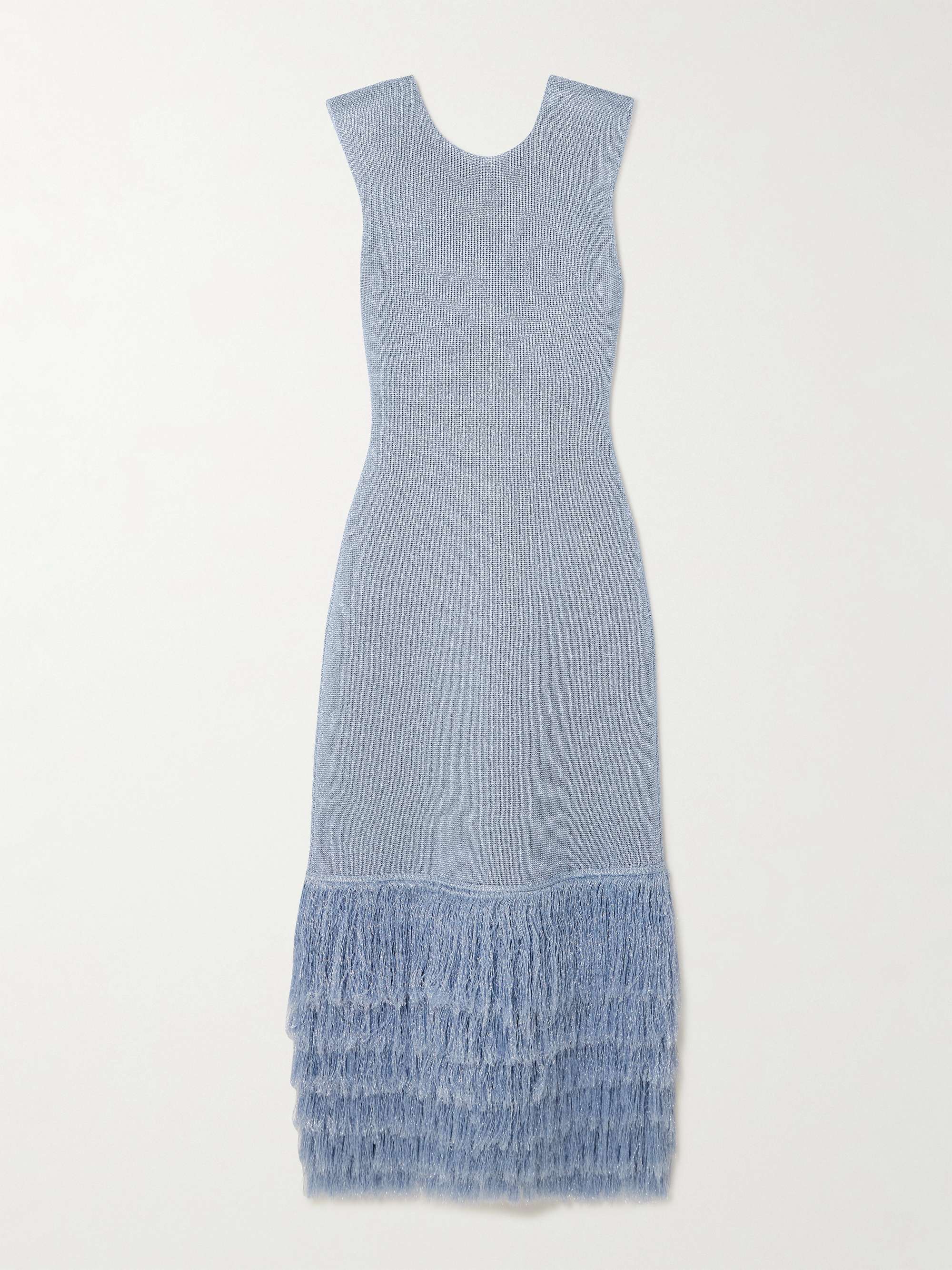 Breeze Fringed Metallic Knitted Midi Dress