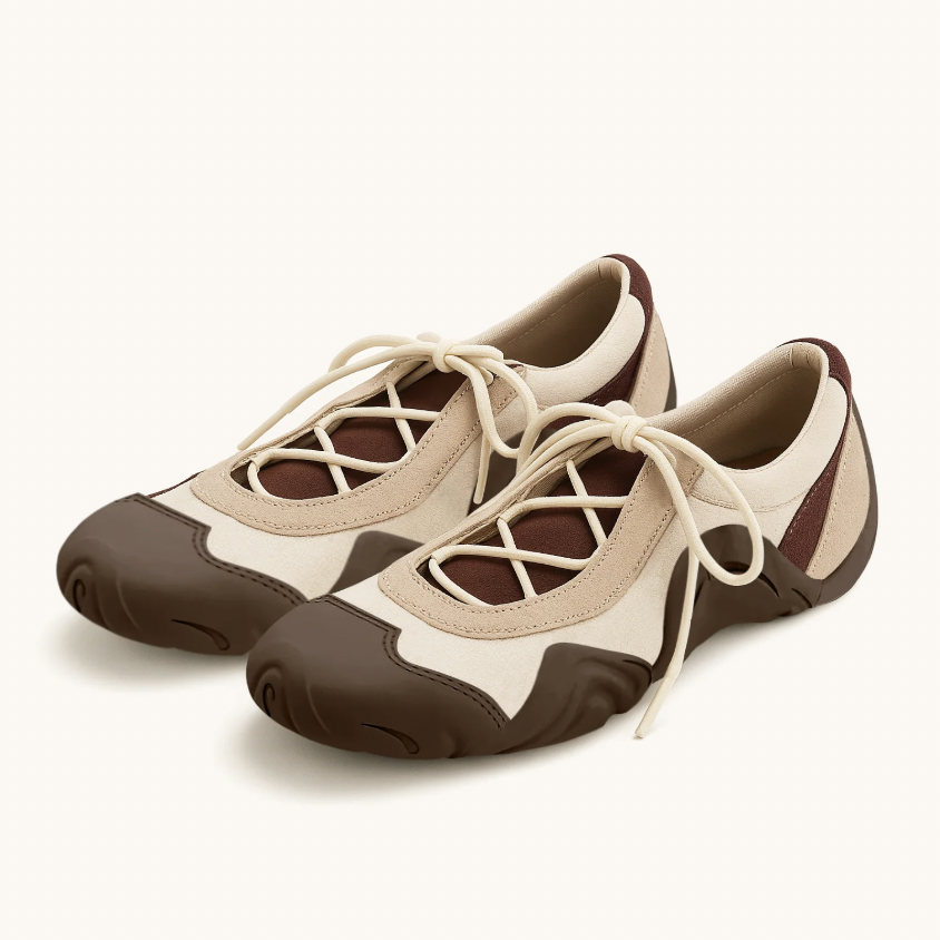 JW PEI, Caitlin Lace-Up Ballerina Sneakers - Light Brown