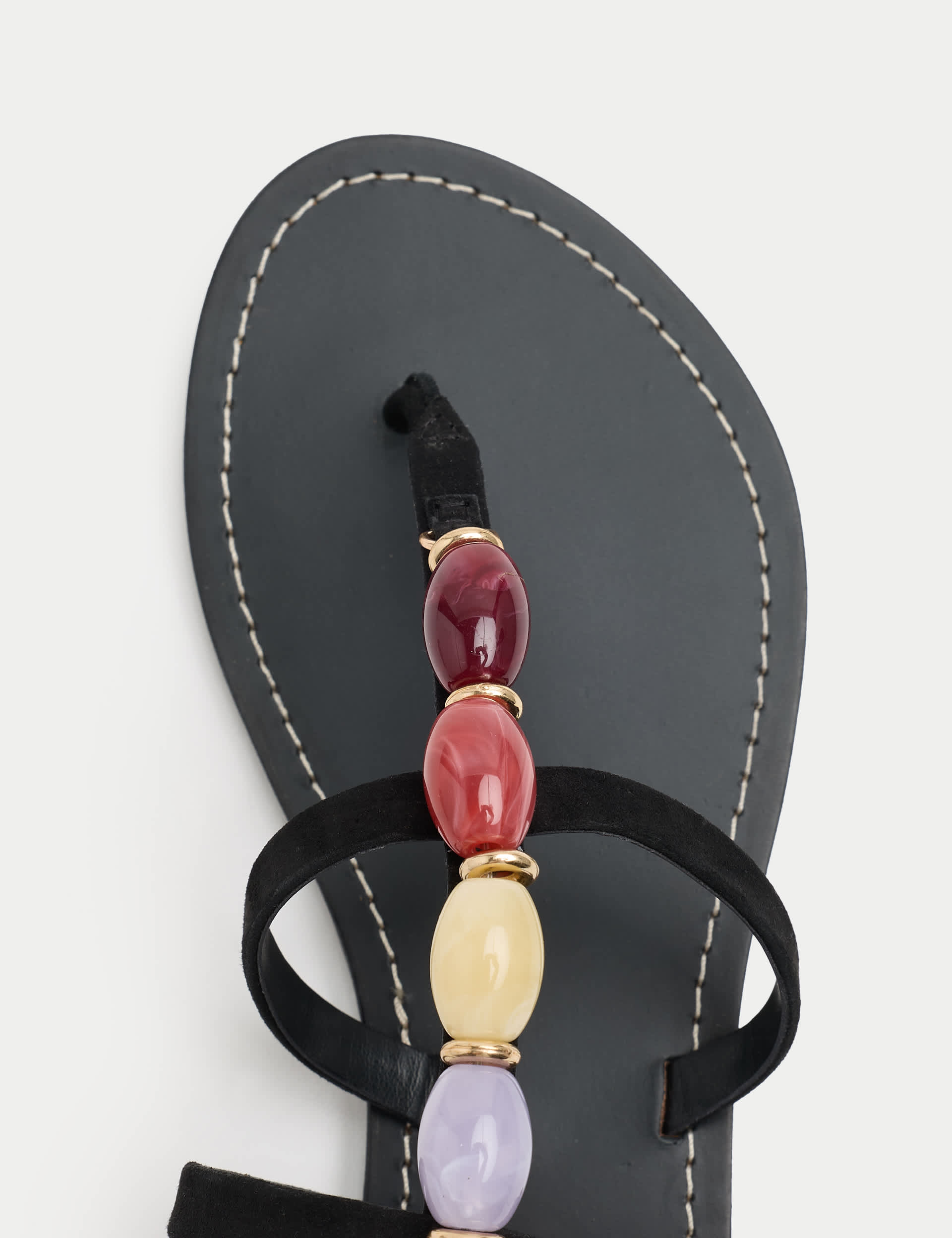 Suede Beaded Ankle Strap Gladiator Sandals