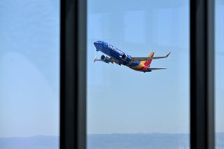 A Southwest plane in flight