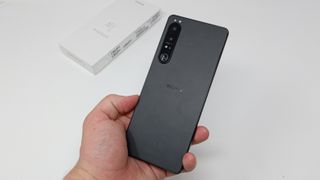 Sony Xperia 1 IV photographed in the reviewer's hand