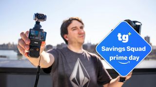 A person holding the DJI Osmo Pocket 3 in hand