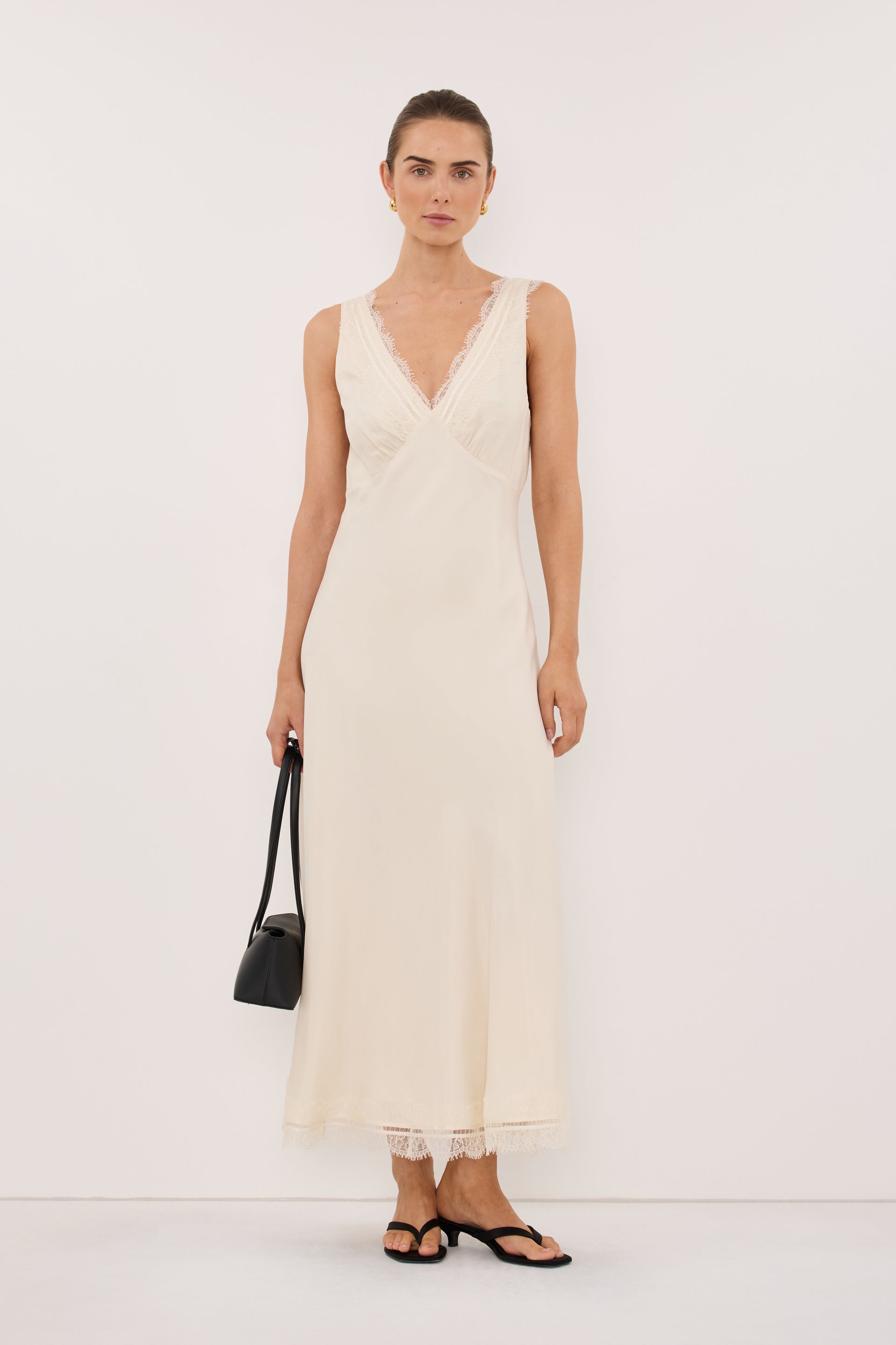 Andrea Sandstone Cupro Midi Dress - 2 / Sandstone