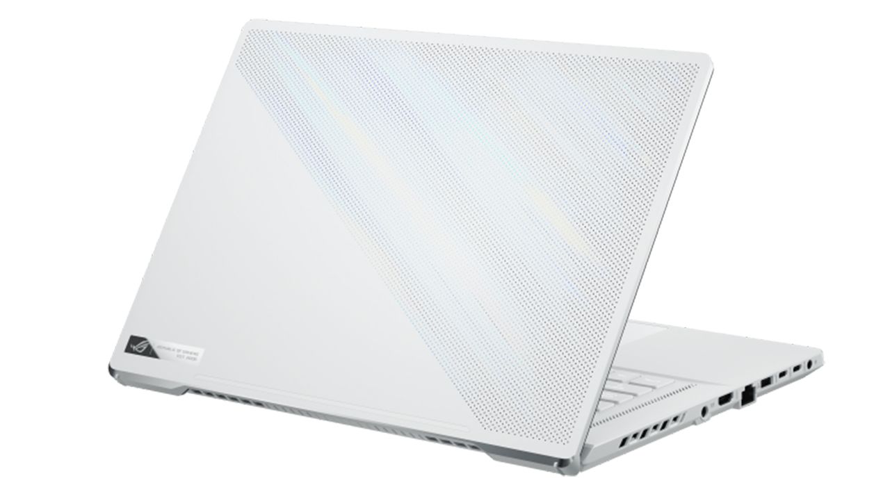Asus ROG G15 gaming laptop from various angles on a grey background
