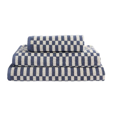 M&S navy checked towels