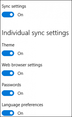 Sync settings