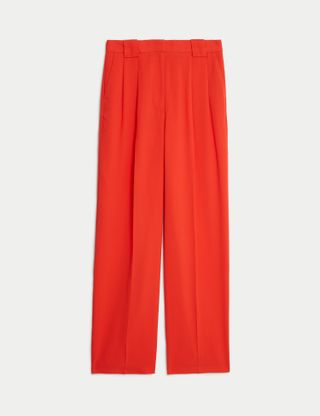 M&S Collection, Crepe Pleat Front Straight Leg Trousers