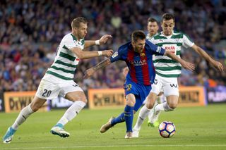 Barcelona's Lionel Messi beats several Eibar defenders before scoring a memorable solo goal at Camp Nou in 2017.