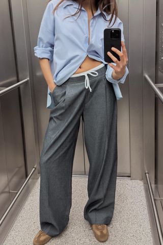 Double Waist Wide Leg Pants