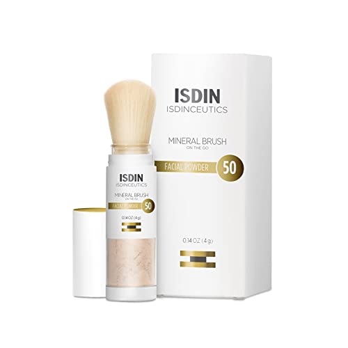 Isdin Mineral Brush Powder, Facial Pollution and Blue Light Protection, a Complement to Your Sun Care Routine, Suitable for Sensitive Skin