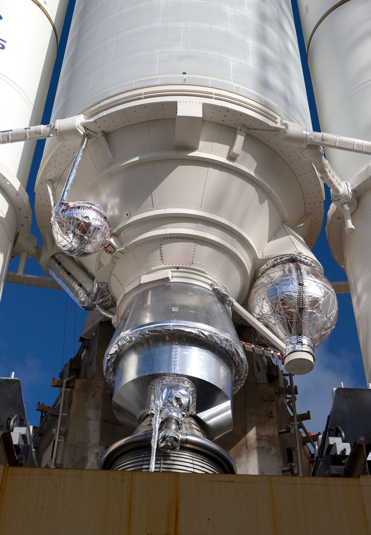 a close-up of the engine section of a rocket