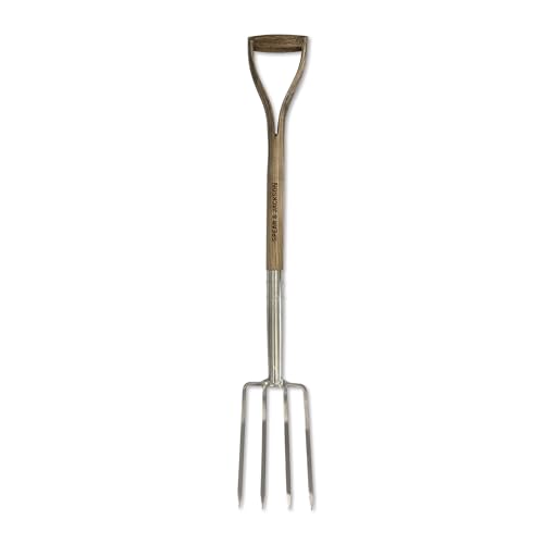 Spear &amp;amp; Jackson Traditional Stainless Steel Border Fork, Durable Heavy Duty Garden Tool, Ideal for Aerating Weeding and Digging, Comfortable Wooden Handle