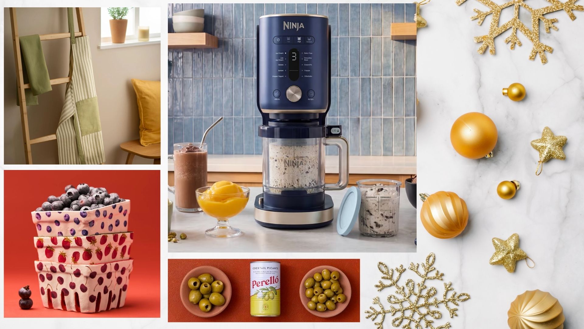 A selection of food and drink gifts for Christmas, including gourmet treats and festive foodie favourites.