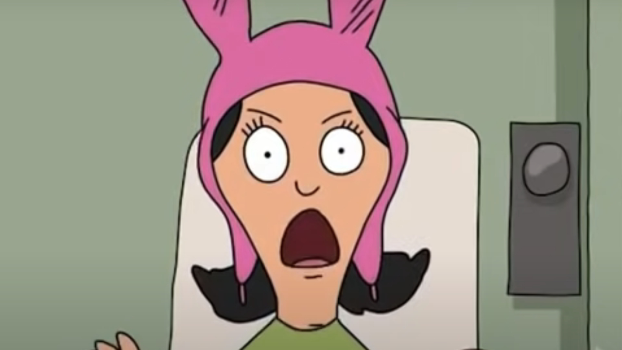 Kristen Schaal as Louise Belcher looking shocked on Bob's Burgers