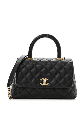 Fashionphile, Chanel Lambskin Quilted Small Trendy CC Flap Dual Handle Bag Black