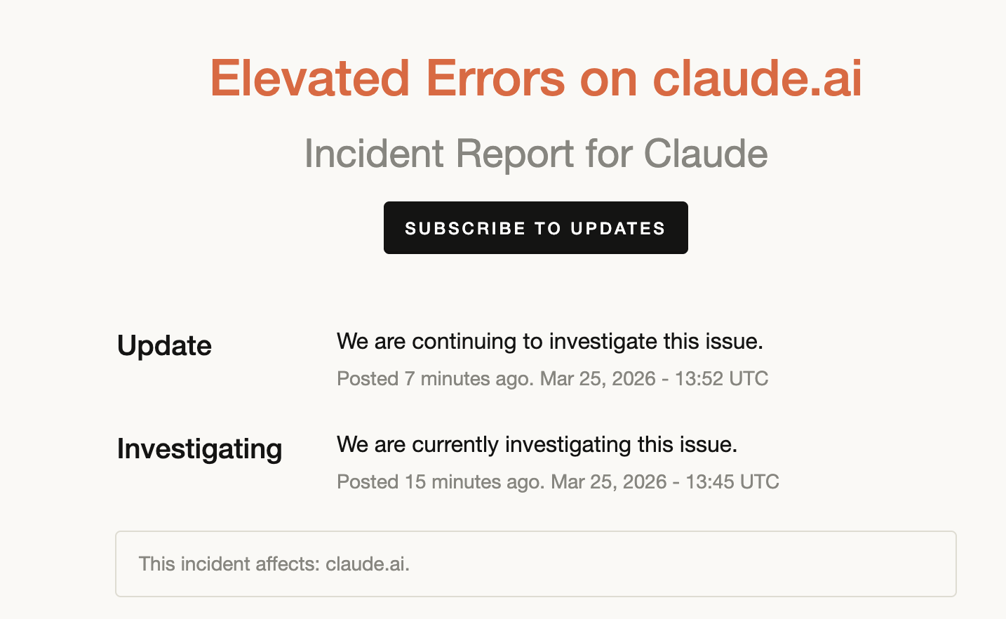 Anthropic Claude status page