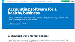 Website screenshot for Xero